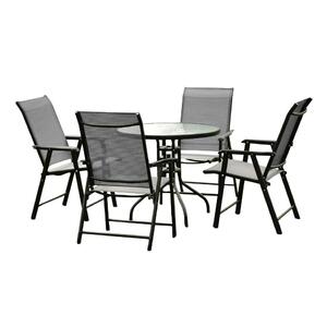 Conjunto para Jardim Mesa, Cadeira e Ombrelone 6 Lugares Aço Marrom Capitólio Belice
